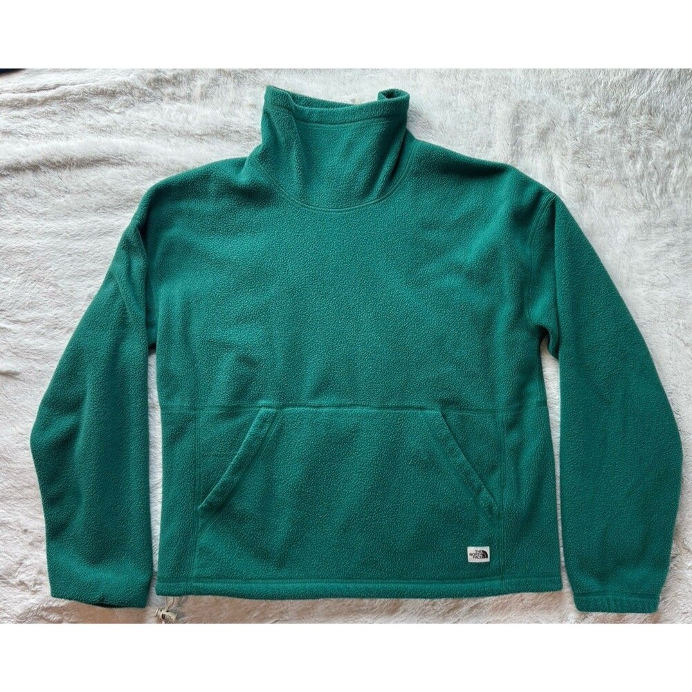 The North Face Woman's Pullover Fleece High Neck Green Size S Drawstring waist